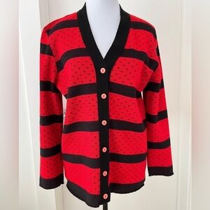 PARIS STAR Vintage 1970's Acrylic Cardigan V Neck Stripes Layer Made Canada Cozy